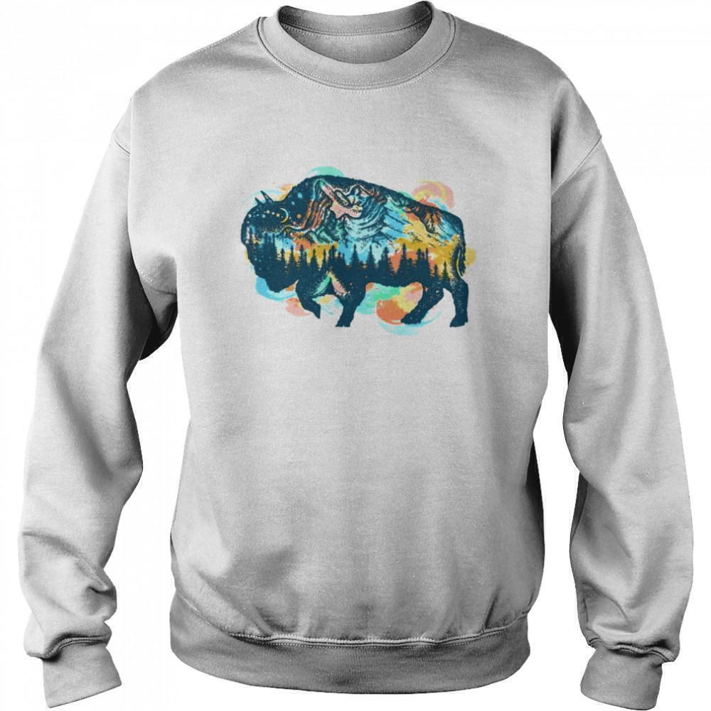 Camping Bison Wildlife Nature Adventure Outdoor Graphic Sweatshirt